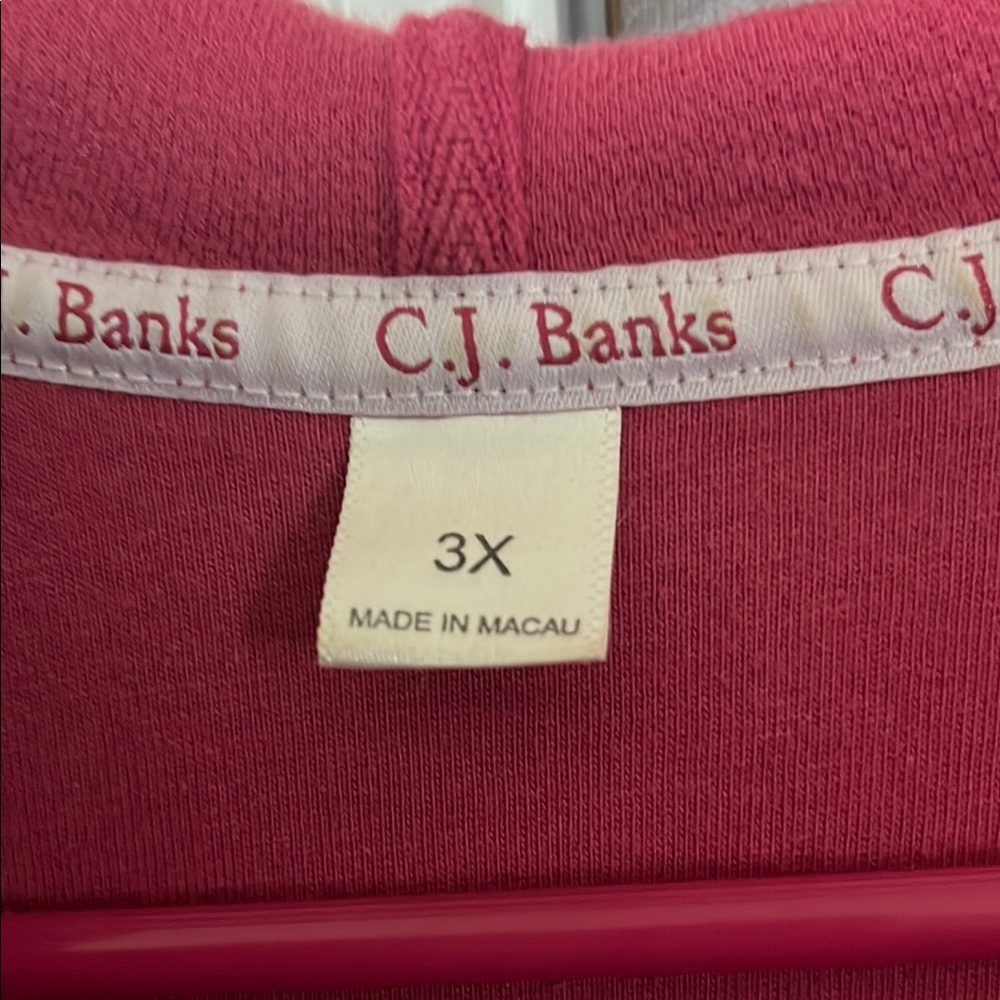 CJ Banks Pink and White Zip-Up Sweater Vest - Picture 2 of 5
